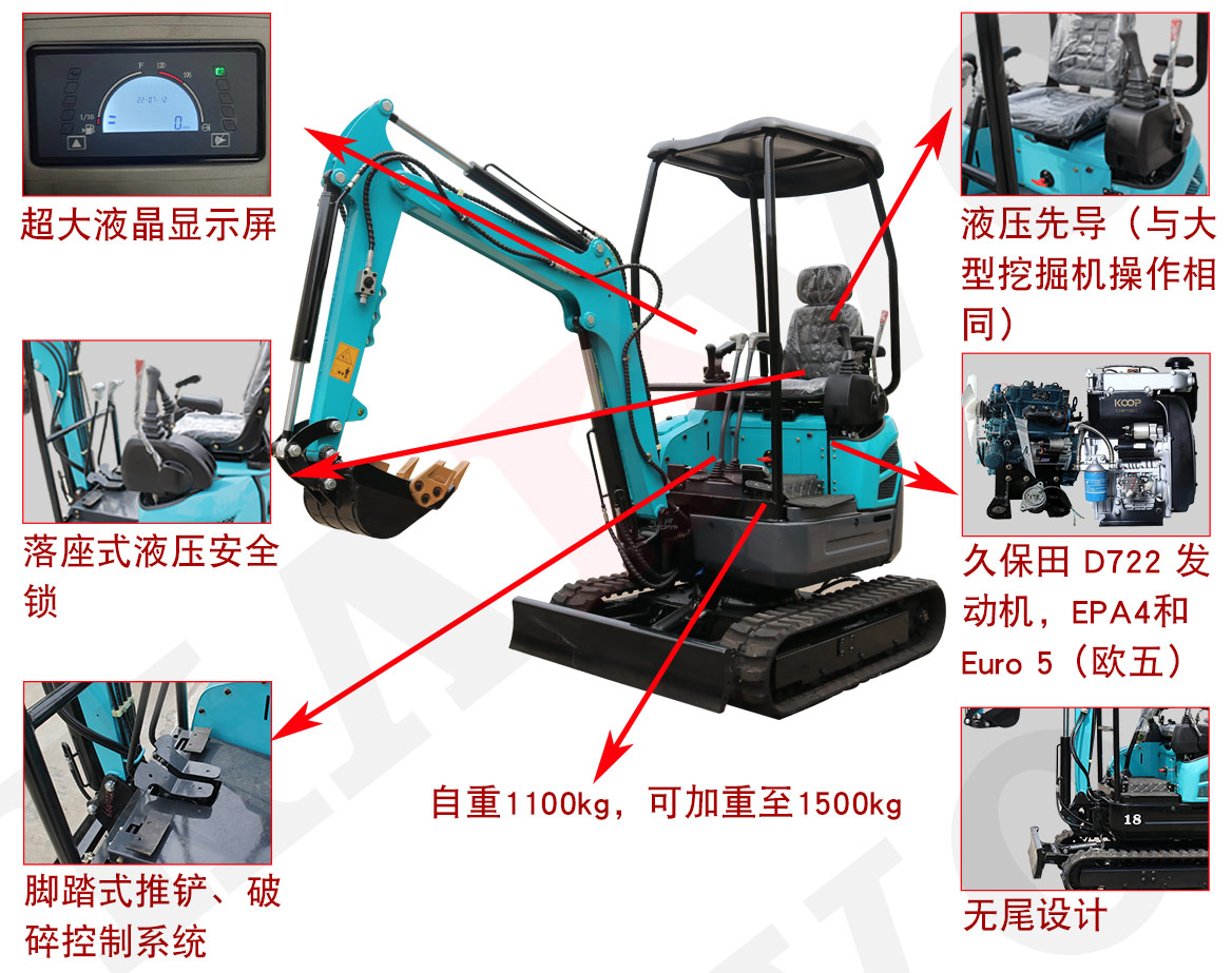 KV18小型挖掘機標(biāo)準(zhǔn)配置