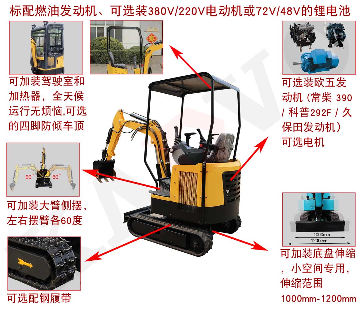 KV17B小型挖掘機(jī)可選配置 KV17B小型挖掘機(jī)可選配置