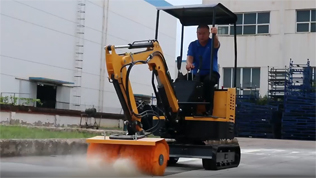 KV17型小挖掘機(jī)配掃雪機(jī)操作視頻 KV17型小挖掘機(jī)配掃雪機(jī)操作視頻